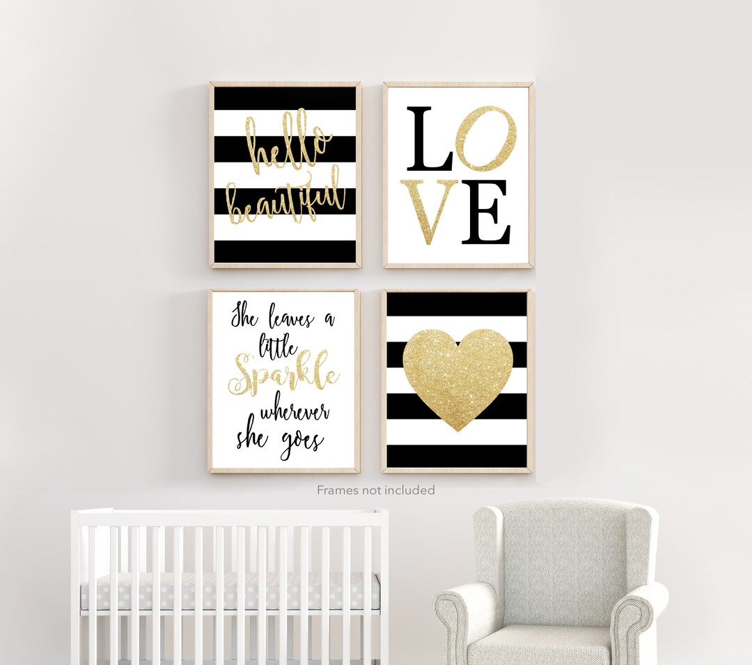 Nursery Decor, Nursery Prints, Gold Nursery Wall Decor, Girl Nursery