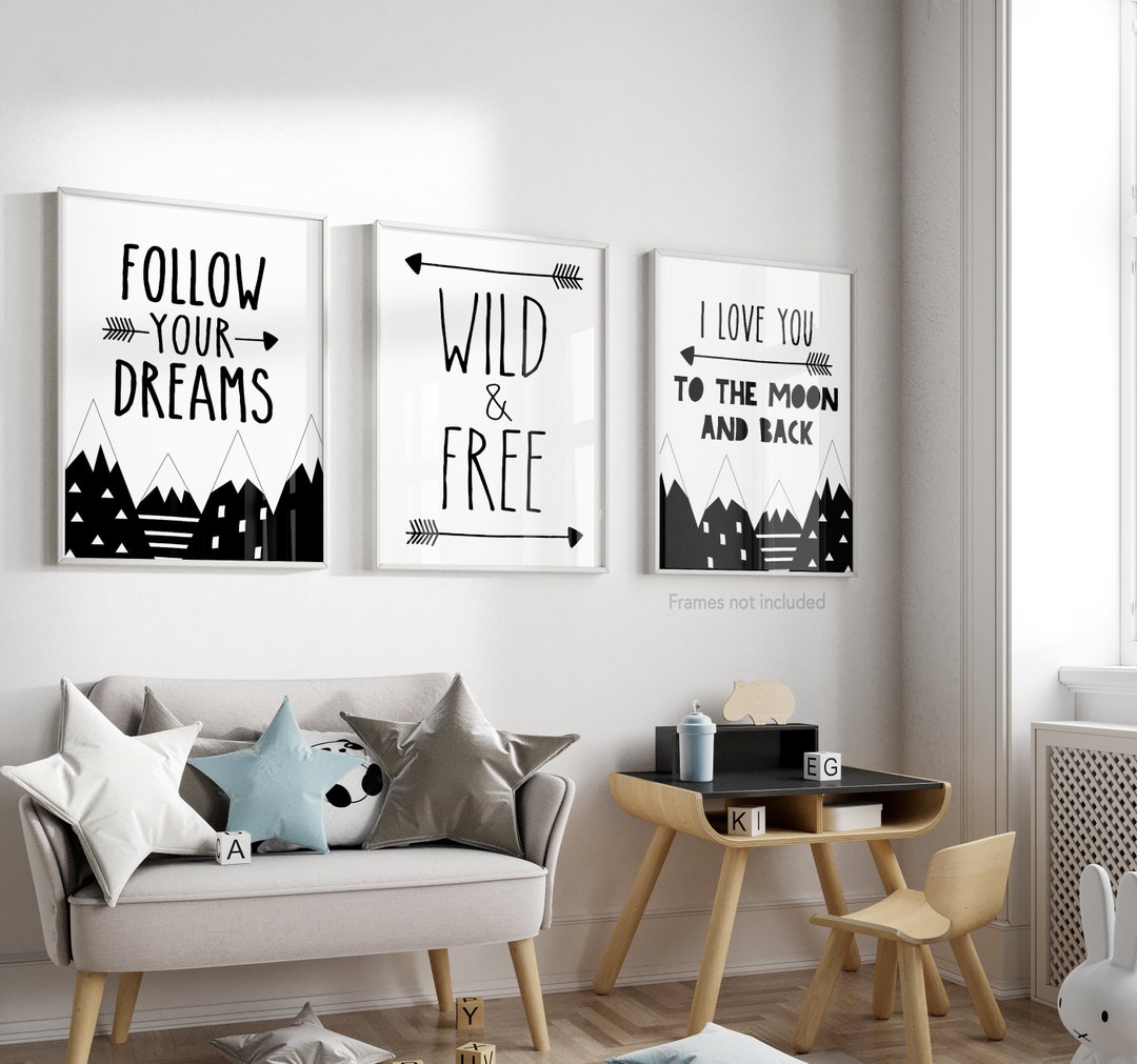Nursery Decor, Black and White Wall Decor, Black and White Nursery Wall