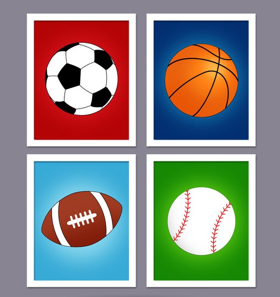 Sports Wall Art Boys Sports Art Kids Room Art Sports Etsy