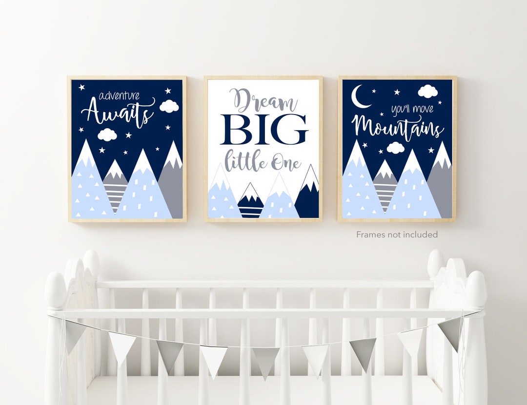 Nursery Wall Decor, Baby Nursery Wall Art, Mountain Nursery Art, Navy — free download