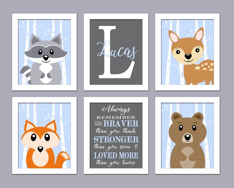 Woodland Nursery Wall Art Boy Bedroom