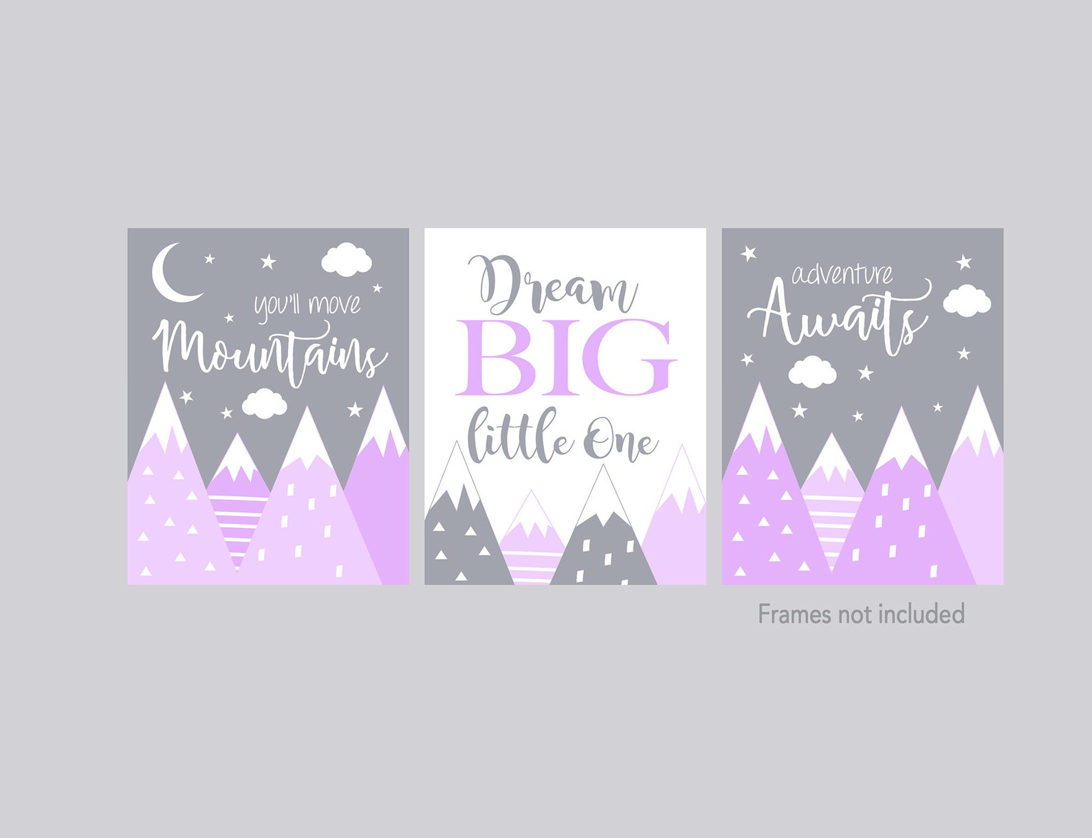 Mountain Nursery Wall Art Pink Gray Nursery Decor Girl Etsy