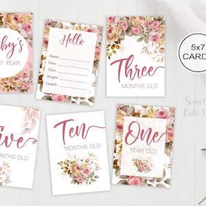 Cadeau de Noël pour bébé, cartes d’étape pour bébé, cartes d’étape florales, cadeau de baby shower, cadeaux de nouveau-né, cadeau de bébé, cartes Hello World, cadeau de bébé