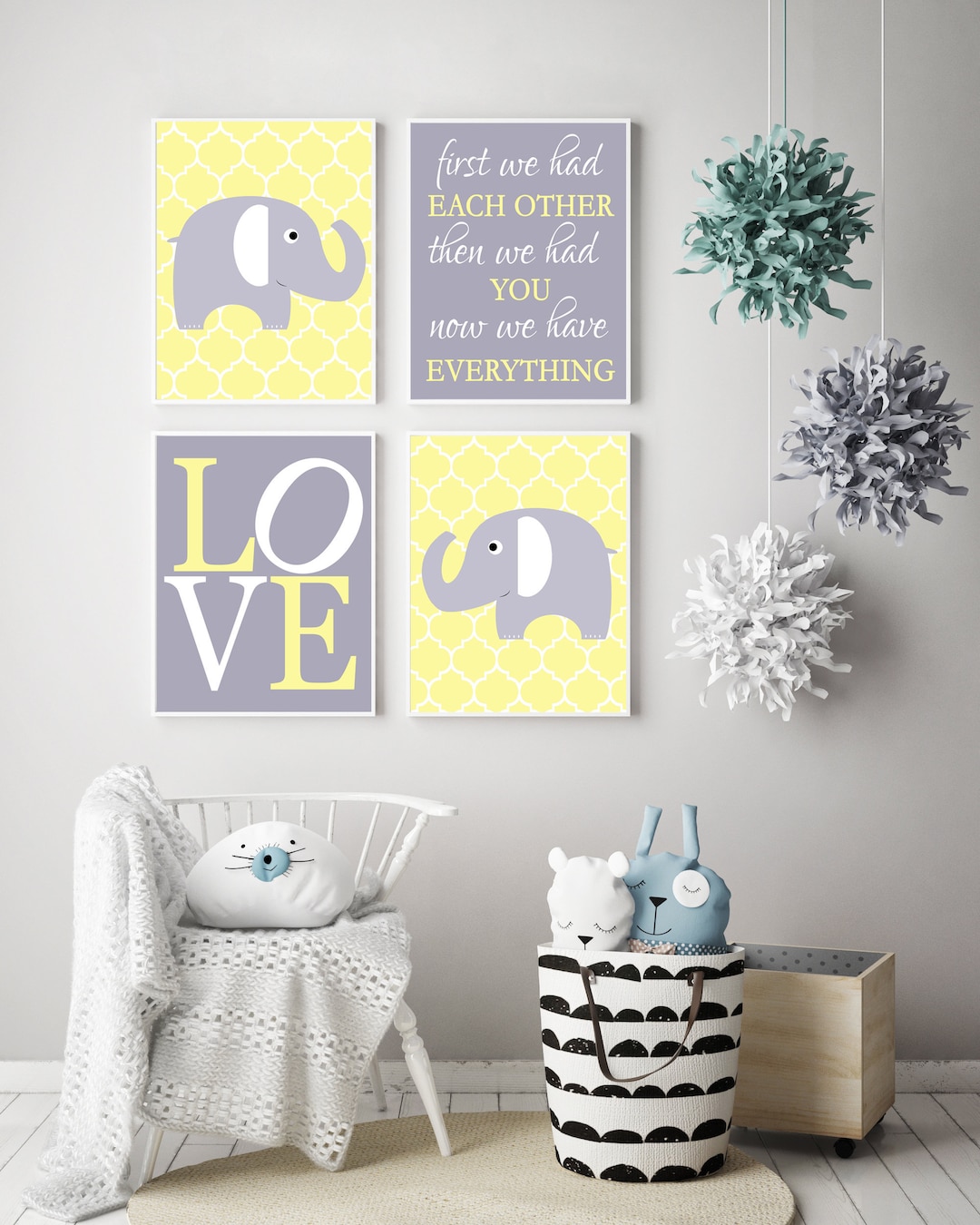 Elephant Nursery Decor, Baby Room Wall Art, Nursery Wall Decor ...