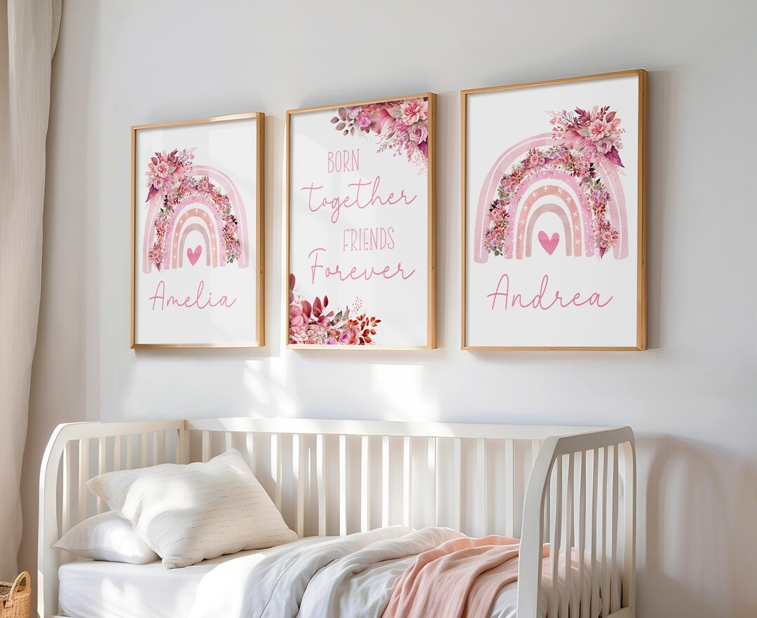 Twins Nursery Art, Twins Wall Art, Twins Prints, Rainbow Boho Prints ...