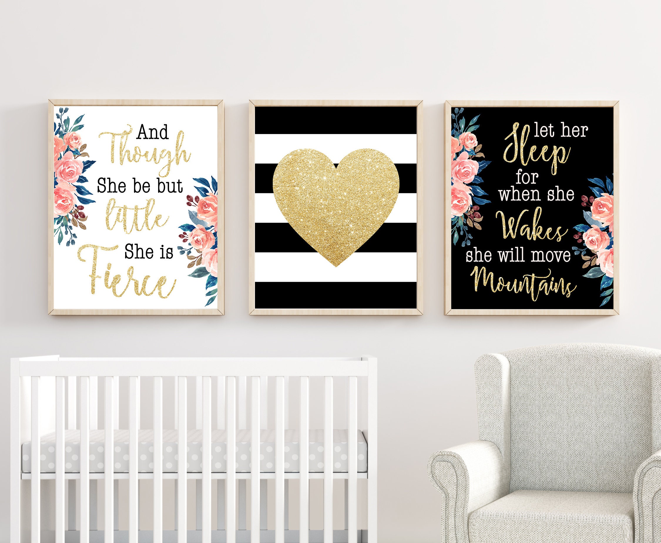 Black and Gold Wall Art Black and Gold Nursery Wall Art Etsy