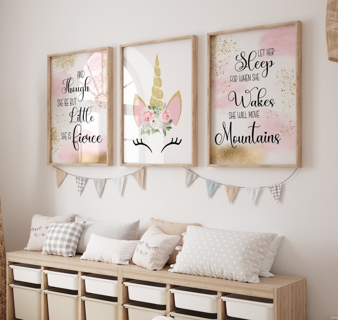 Unicorn Nursery Decor, Pink Unicorn Wall Art, Nursery Wall Art, Baby ...