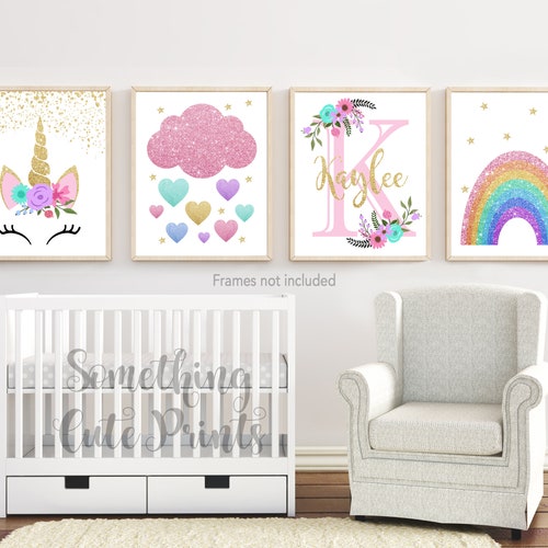 Unicorn Nursery Wall Art Girl Bedroom Wall Art Gold Nursery Etsy Canada