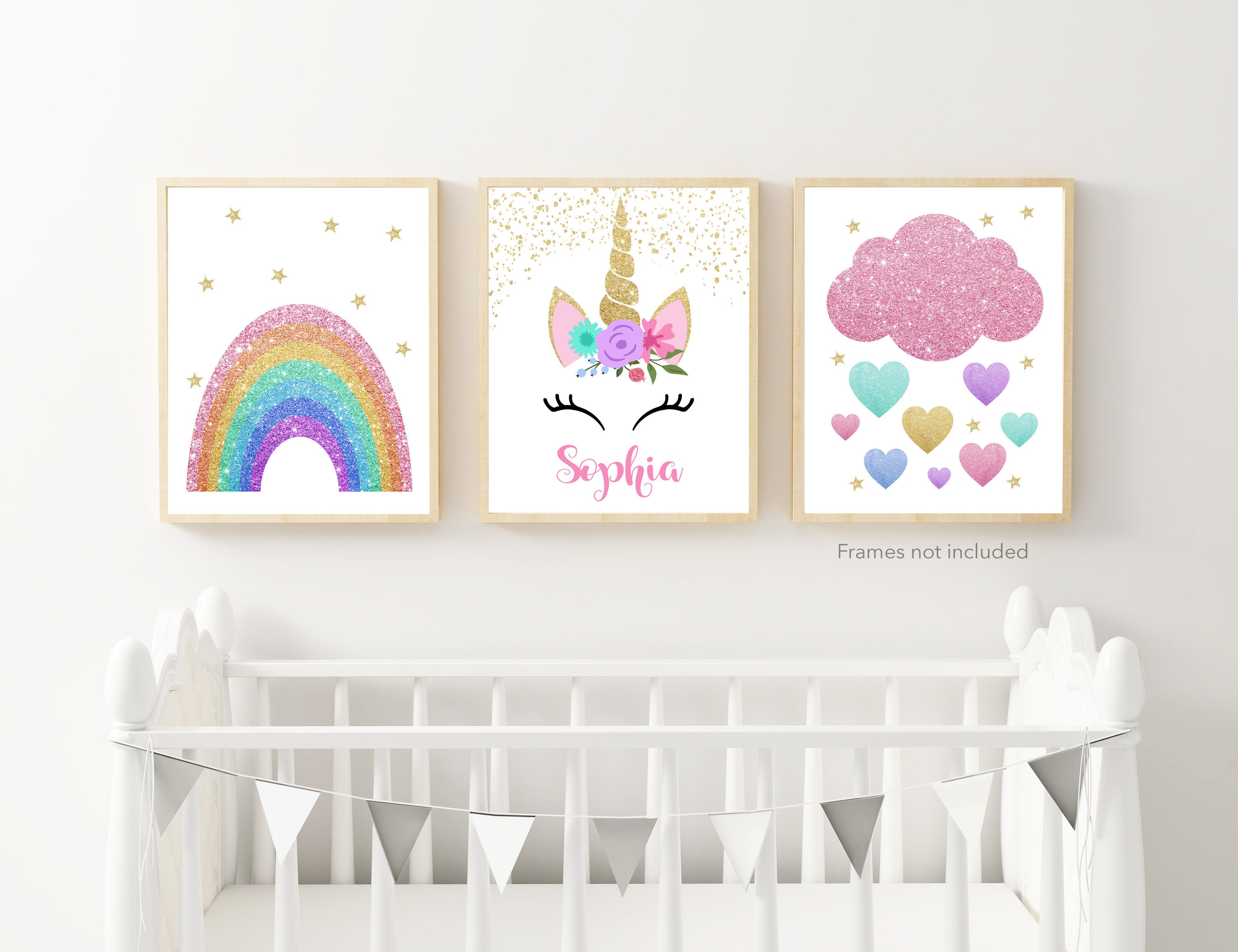 Unicorn Nursery Decor Rainbow Unicorn Wall Art Nursery Wall Art
