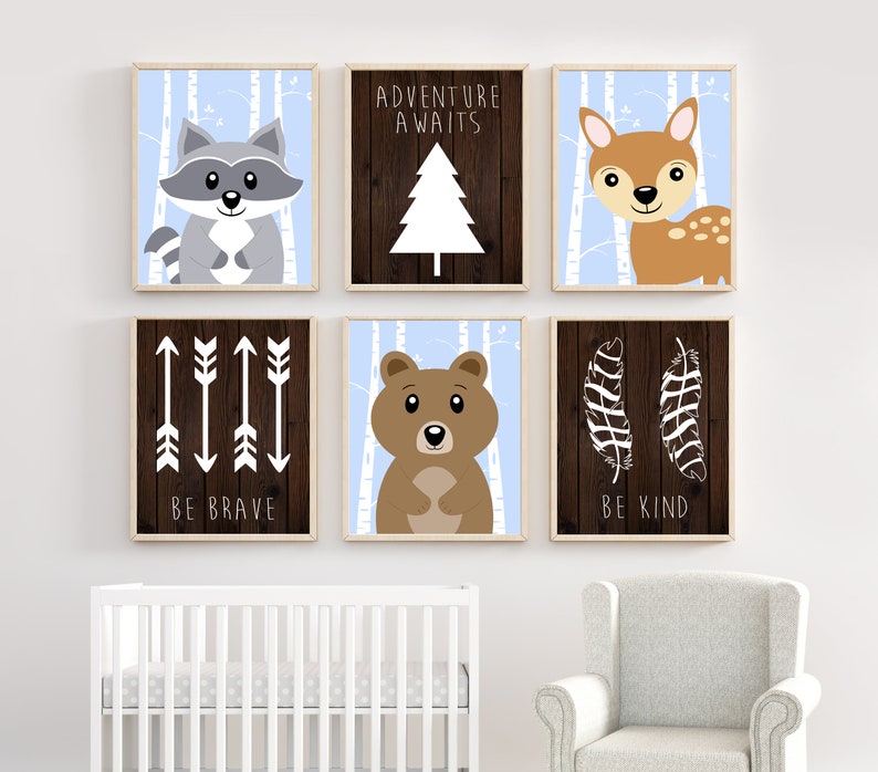 Woodland Baby Room Wall Art Nursery Wall Art Woodland Themed Etsy
