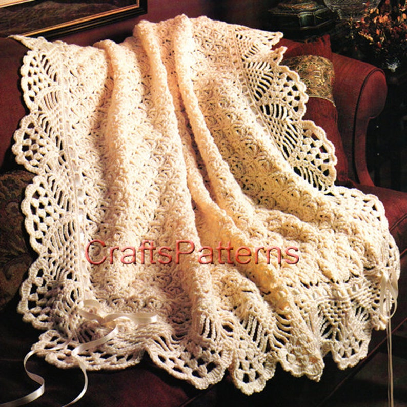 Crochet baby blanket pattern Christening Shawl Crochet Etsy