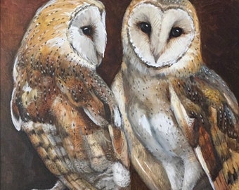 Owl Portrait - Barn Owl Painting - Original Acrylic Painting