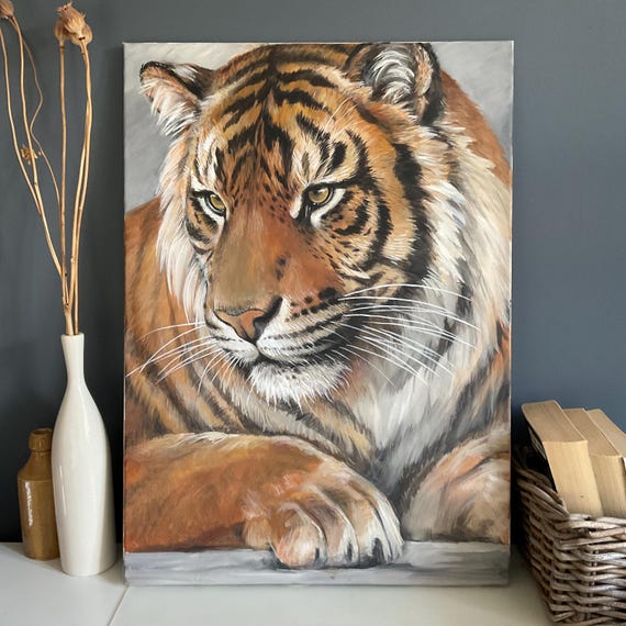 虎  ぬいぐるみ絵画 虎の絵 3 (80X60CM) | セオアートギャラリー