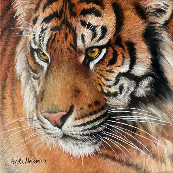 Peinture de tigre - Portrait de tigre - Peinture acrylique - Peinture originale