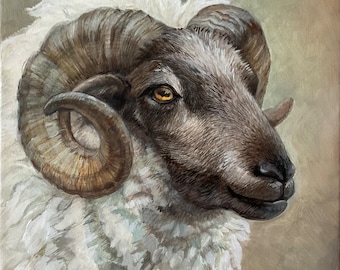 Ram Painting - Animal Painting - Ram Portrait - Acrylic Painting