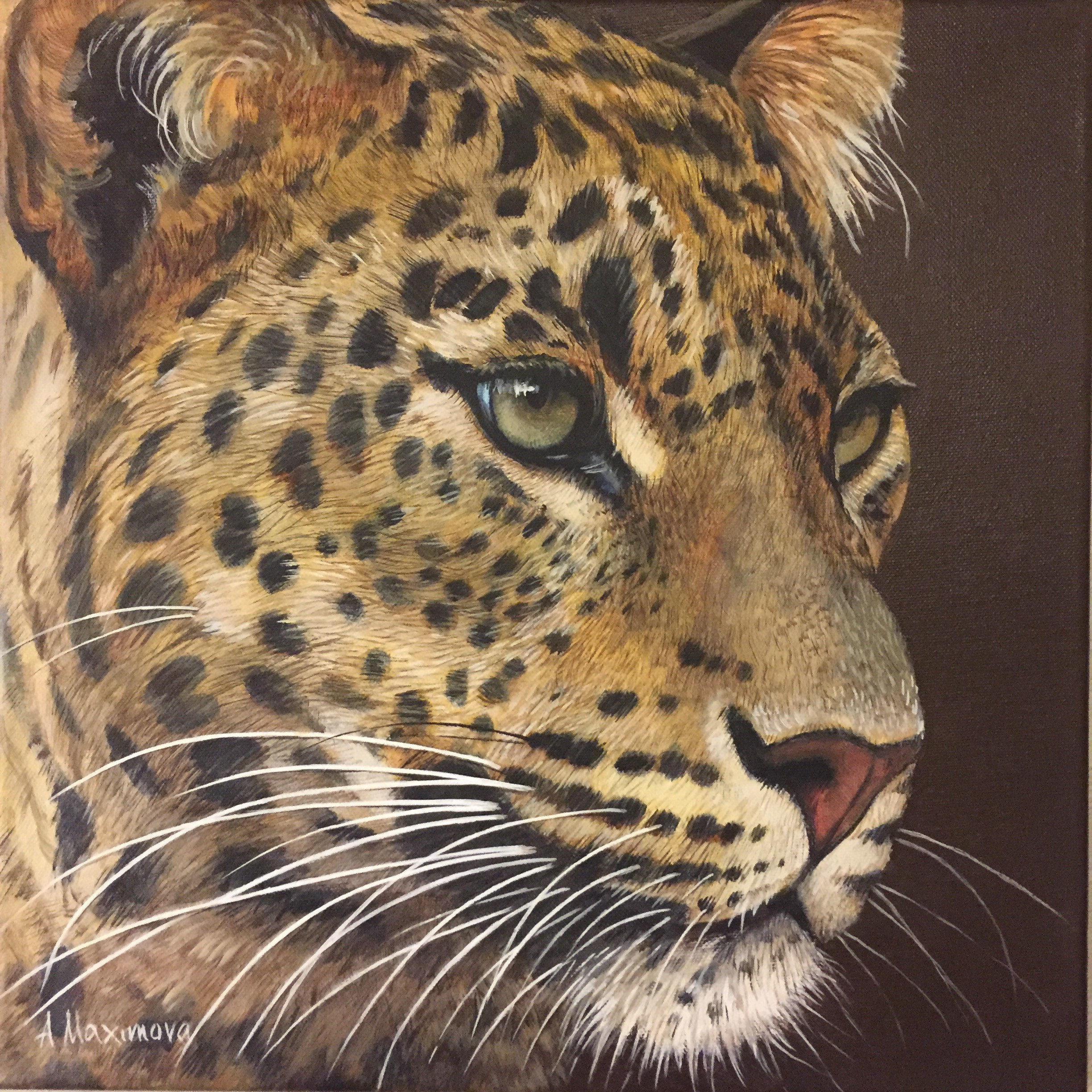 Leopard Portrait - Leopard Painting - Original Painting - Big Cat Art - Original Art