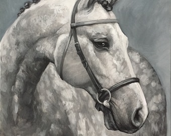 Horse Portrait - Horse Painting - Original Painting 16”x16” - Animal Art