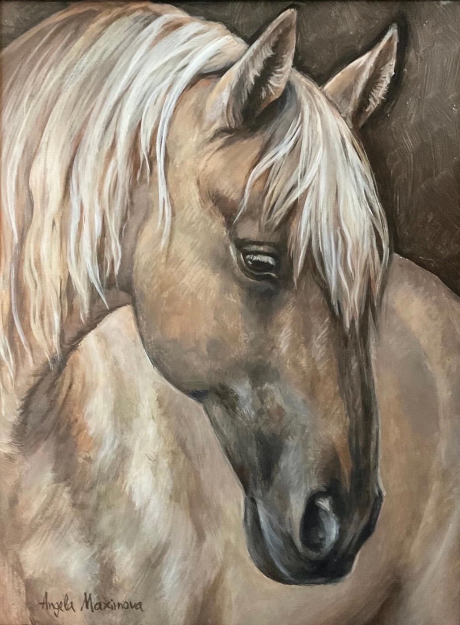 オリジナルアクリル馬の絵画 - 牝馬と子馬の肖像画、50 x 60 cm - Etsy