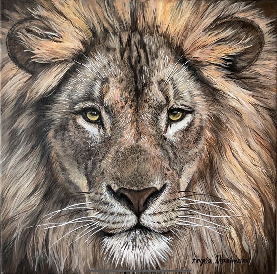 名画彫刻画ライオンLION