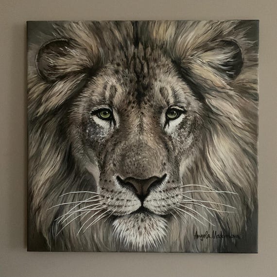 名画彫刻画ライオンLION