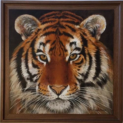 虎の絵画 19х27インチ - 大型アクリル画 - 虎の肖像画