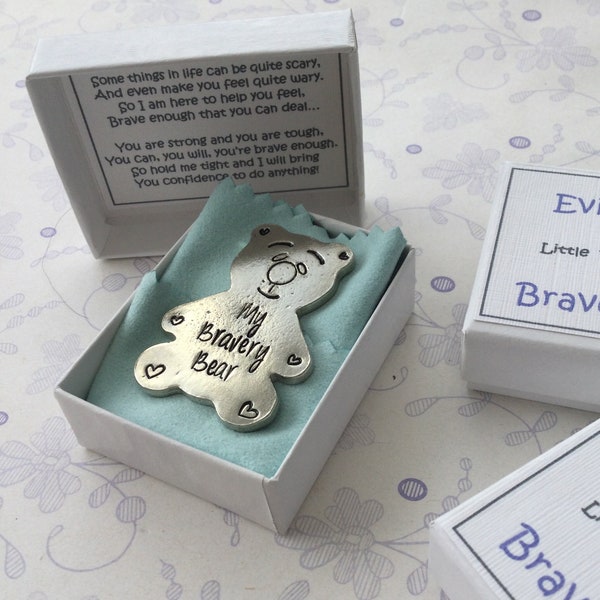 Personalised Bravery Bear Pocket Bear Anti Stress Anxiety Sleep Aid Back to School Gift by Little Jenny Wren