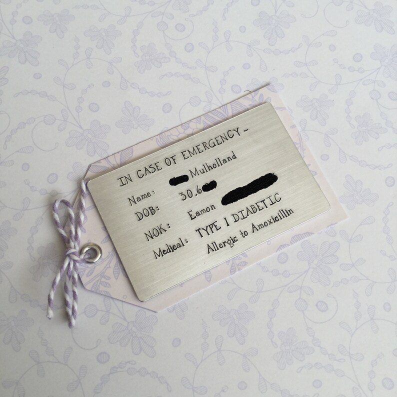 ICE Emergency Contact Credit Card Emergency Information in Etsy