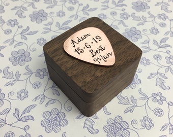 Groomsman guitar pick box, plectrum box, bridal party gift, groomsmen gift, best man gift, usher, wedding thank you gift, guitarist gift