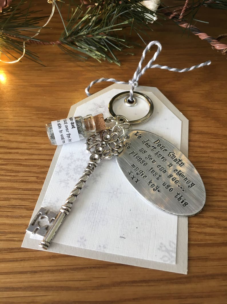 Hand Stamped Personalized Santa/'s Magic Key Christmas Tree Decor ornament