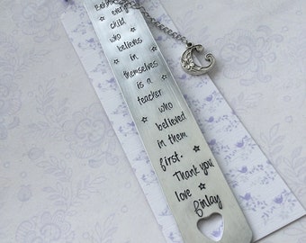 Personalised teacher bookmark end of term gift for teacher or teaching assistant gift teacher appreciation week by Littke Jenny Wren