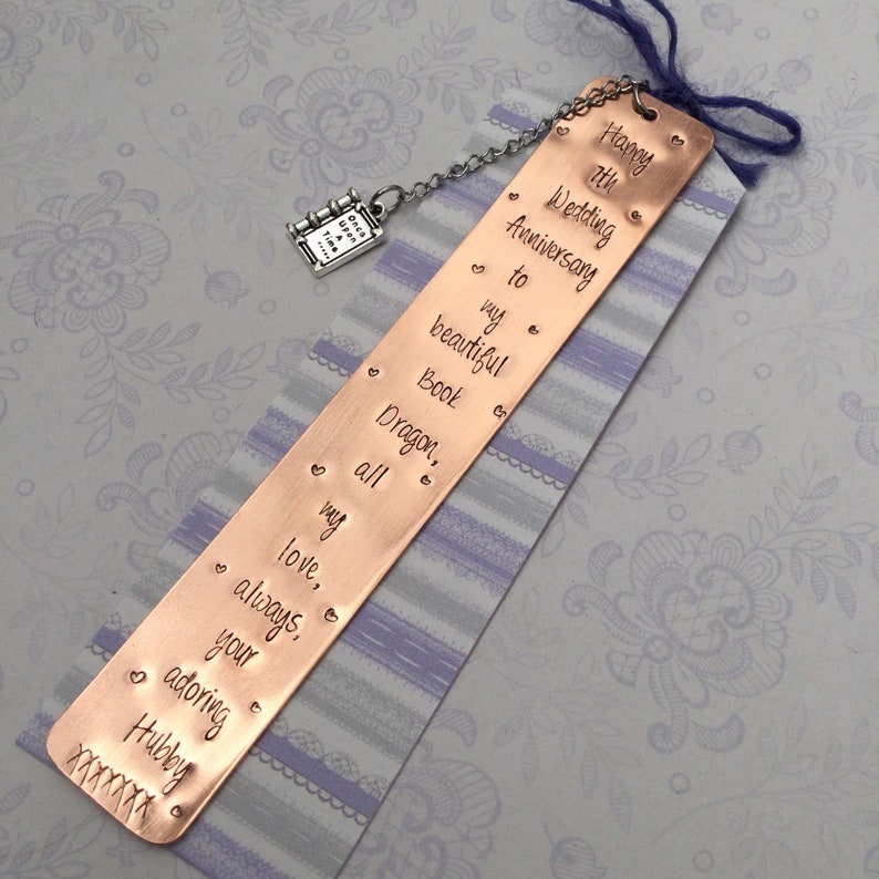 Copper 7th Anniversary Bookmark Gift Copper Anniversary Gift for husband wife gift by Little Jenny Wren image 10