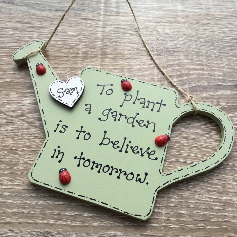 Gardening Quote Personalised Plaque Gardening Gift for Gardener Watering Can by Little Jenny Wren
