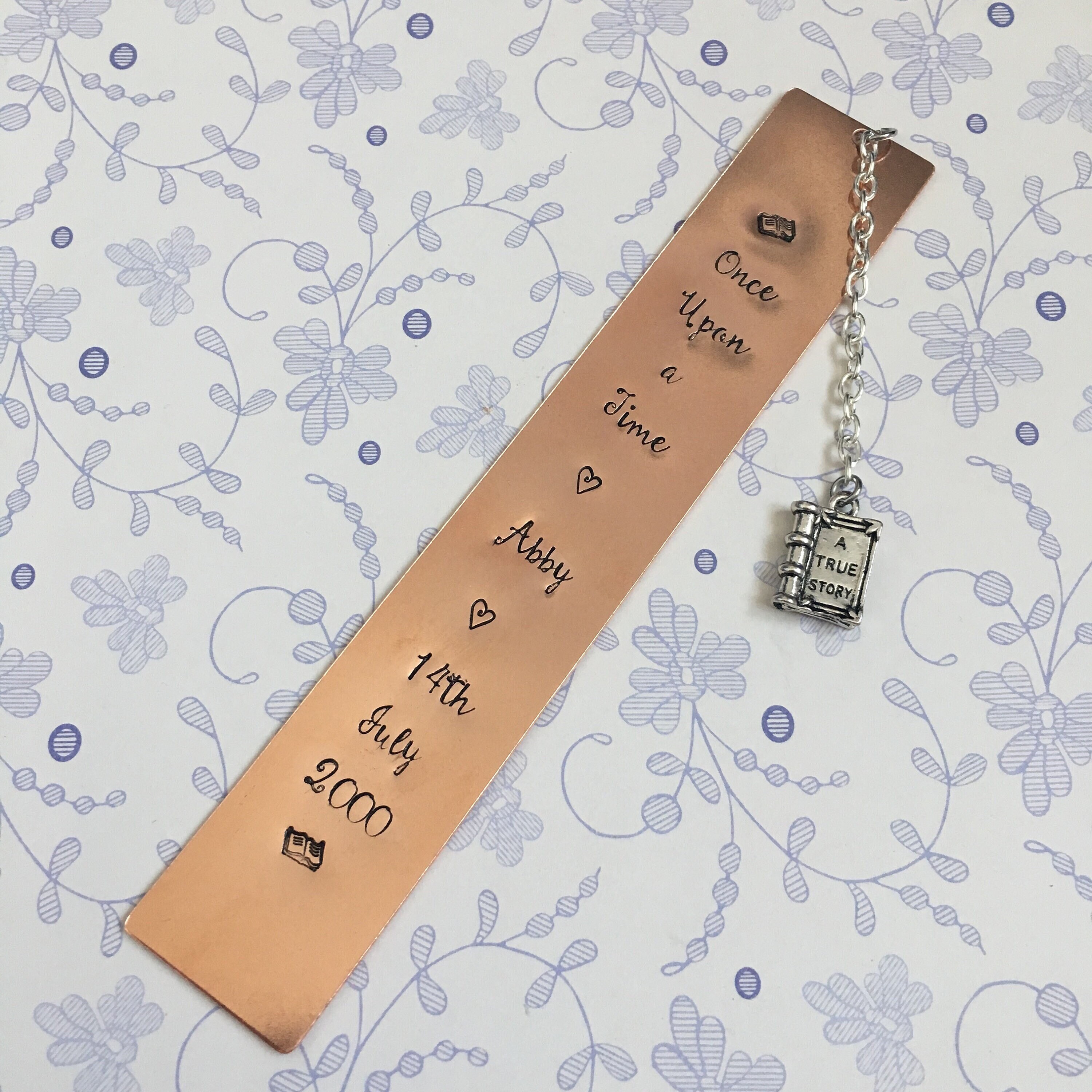 Personalised Copper Bookmark, Customised Metal Bookmark, Gift for Book ...