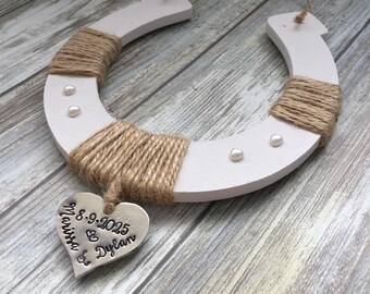 Personalised Wedding Horseshoe for bride and gift from bridesmaid lucky horseshoe from flower girl by Little Jenny Wren