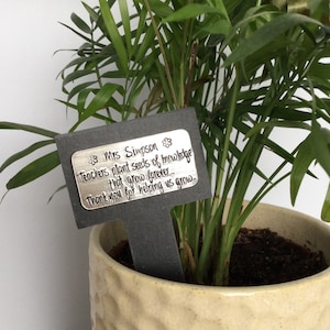 Thank You Teacher Plant Marker Slate Plant Label Gift Tag by Little Jenny Wren