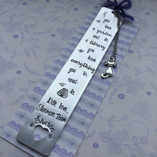 Personalised Bookmark,  customised metal bookmark, gift for book lover, gift for reader, teacher thank you