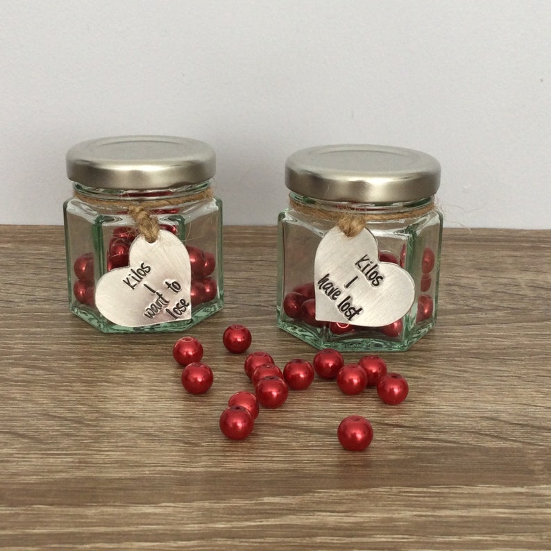 Weight Loss Bead Jars personalised weight loss aid gift for dieter weight loss motivation pounds lost pounds to lose by Little Jenny Wren red