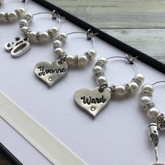 Pearl 30th Anniversary Gift Wine  Charms for 30th Wedding Anniversary Gift by Little Jenny Wren
