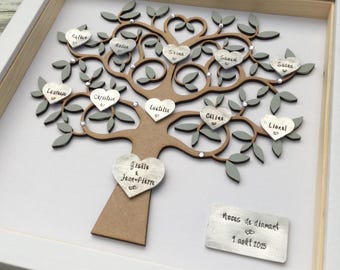 Cornice personalizzata con albero genealogico per il 60° anniversario di matrimonio, regalo di diamante per il 60° anniversario di matrimonio.