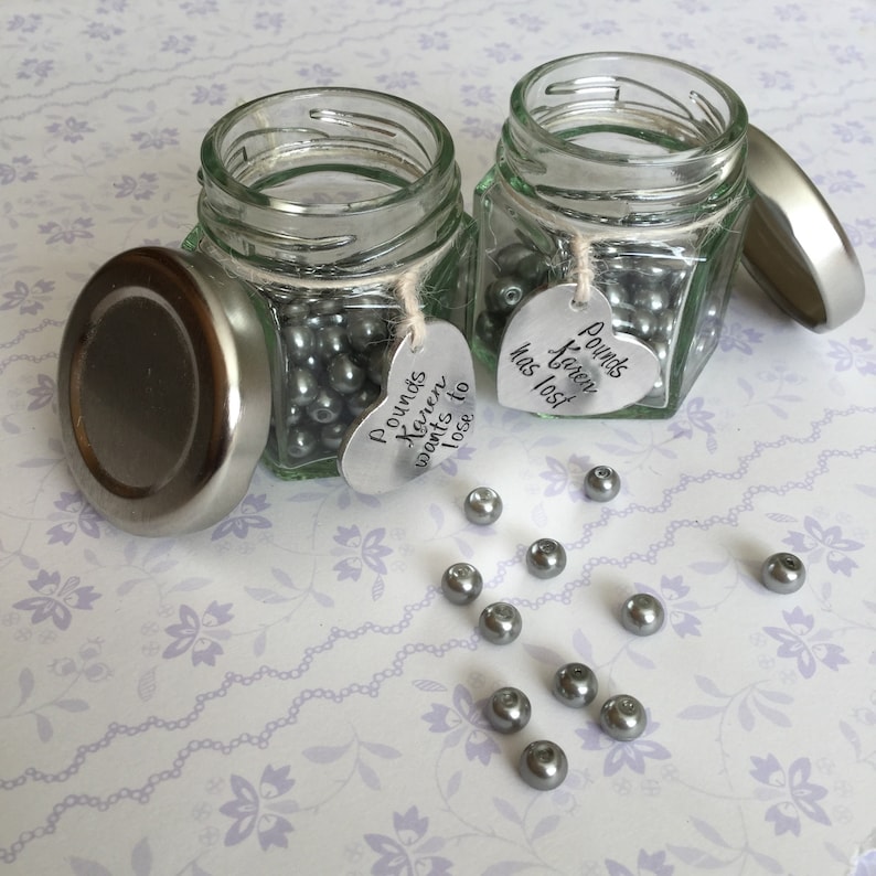 Weight Loss Bead Jars personalised weight loss aid gift for dieter weight loss motivation pounds lost pounds to lose by Little Jenny Wren grey