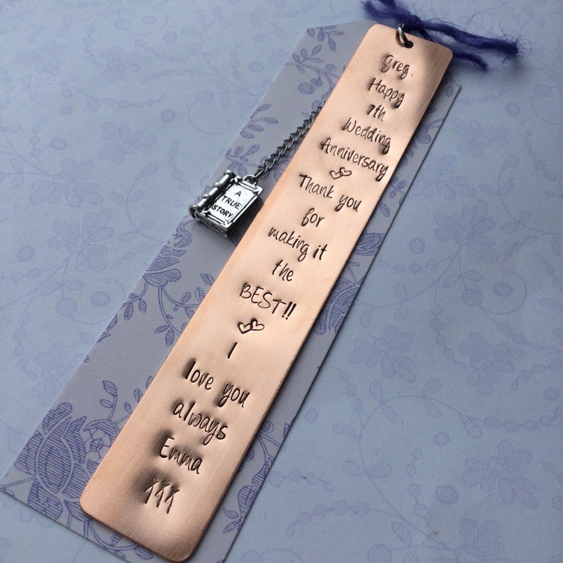 Personalised Copper Bookmark, Customised Metal Bookmark, Gift for Book ...