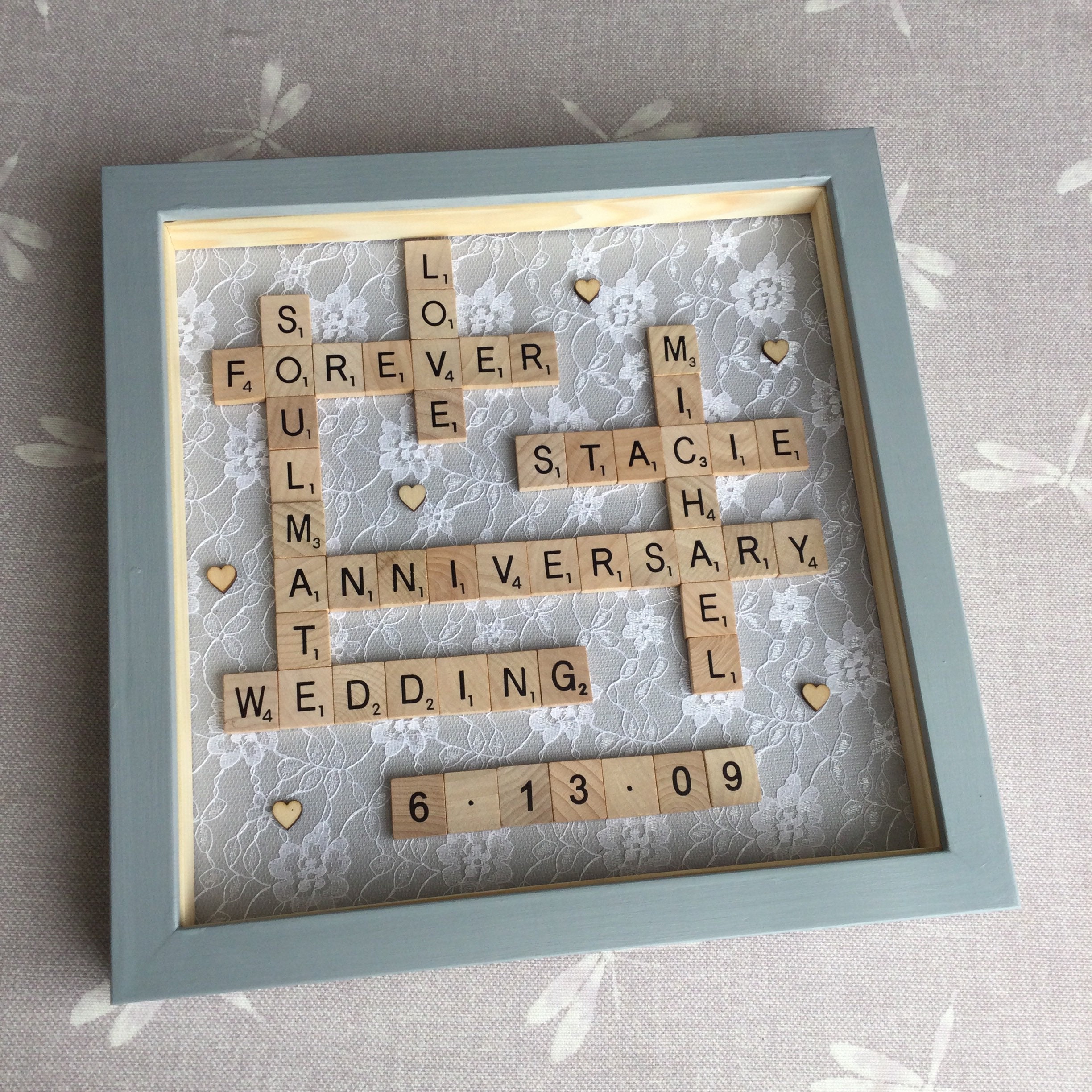 Personalised Lace Scrabble Frame 13th Anniversary Gift - Etsy