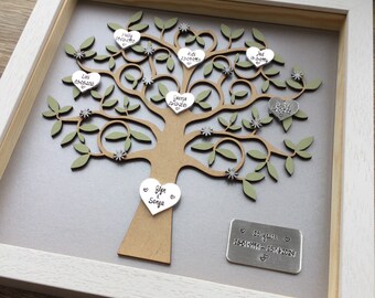 Silver Wedding Anniversary Gift for 25th wedding anniversary Personalised family tree frame by Little Jenny Wren