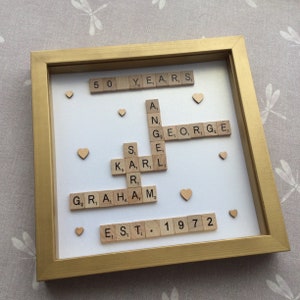 Golden Anniversary Scrabble Frame, 50th Wedding Anniversary Gift
