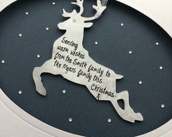 Gepersonaliseerde kerstkaartdecoratie - rendier