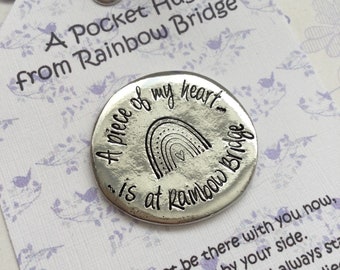 Rainbow Bridge Pocket Hug Pebble, Pet loss