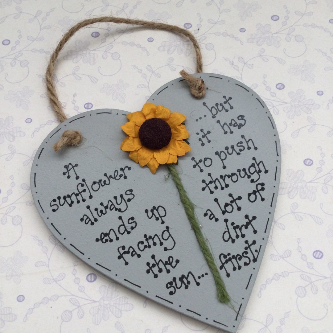 Sunflower Inspirational Quote Plaque Gift for Wellbeing Mental Health ...