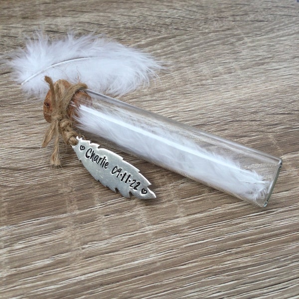 Personalised Feather in Jar Memorial Keepsake Sympathy Gift for Bereaved Miscarriage Gift for Baby Loss by Little Jenny Wren