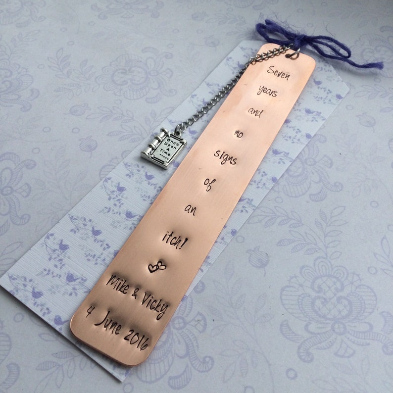 Copper 7th Anniversary Bookmark Gift Copper Anniversary Gift for husband wife gift by Little Jenny Wren image 8