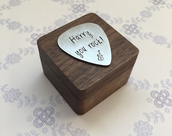 Personalised Guitar pick box, plectrum box, guitarist gift